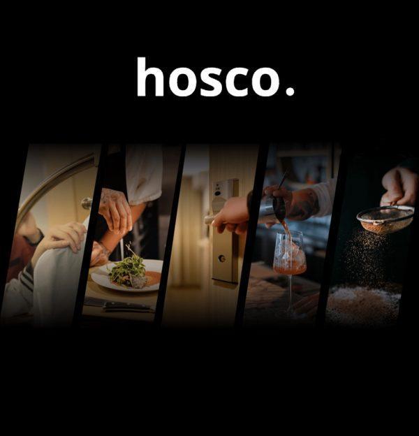 grafica con 5 foto e la scritta hosco